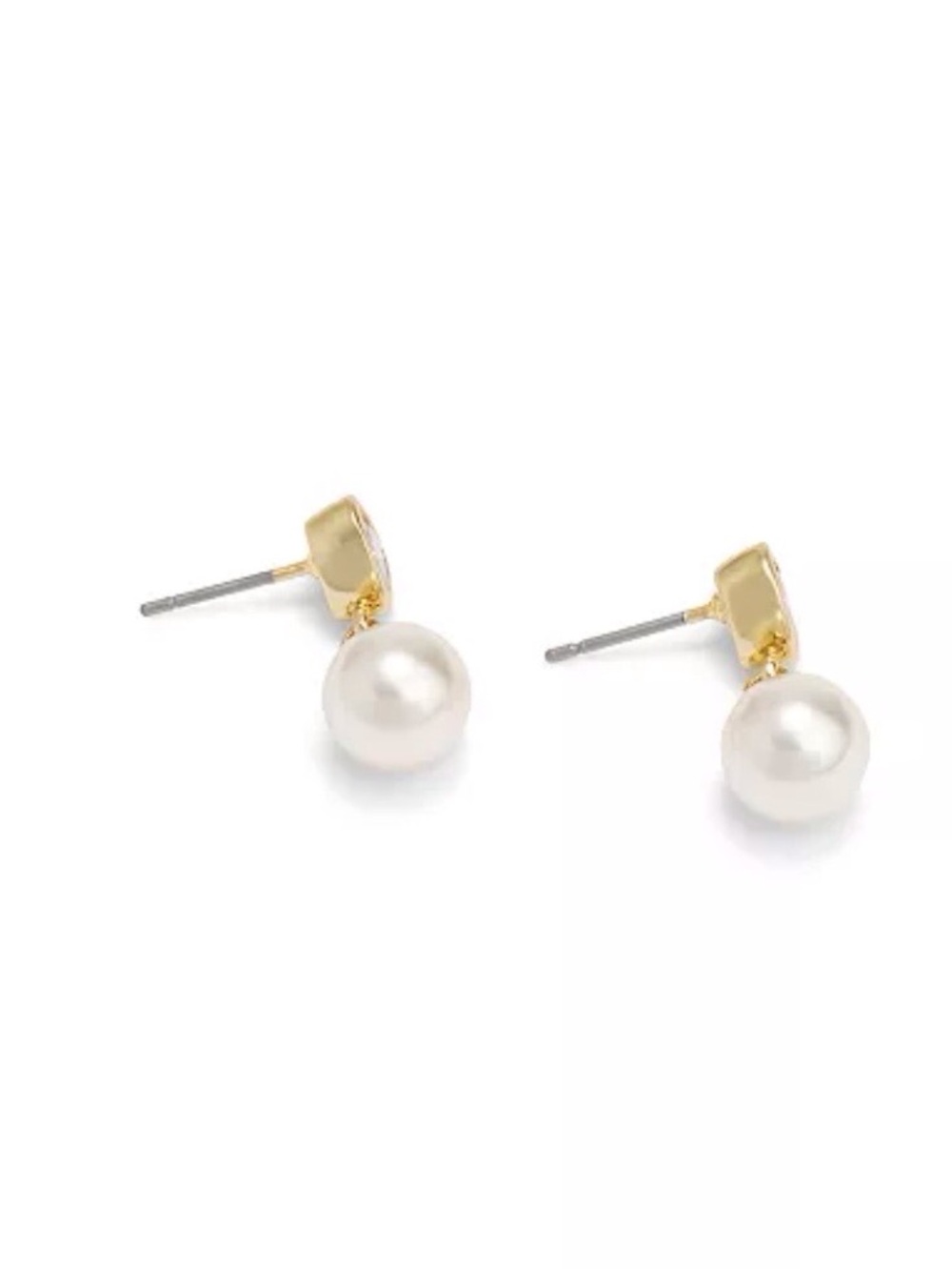 NWT Coach Gold Heart CZ and Faux Pearl Drop Earrings - Gold, Ivory - Picture 2 of 4